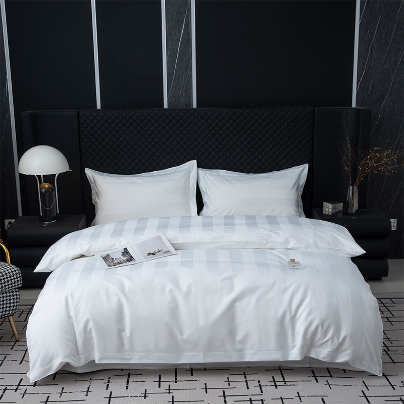 7cm サテン ストライプ プレーン ホワイト 750TC 5 つ星のホテルの寝具セットのための綿 100%