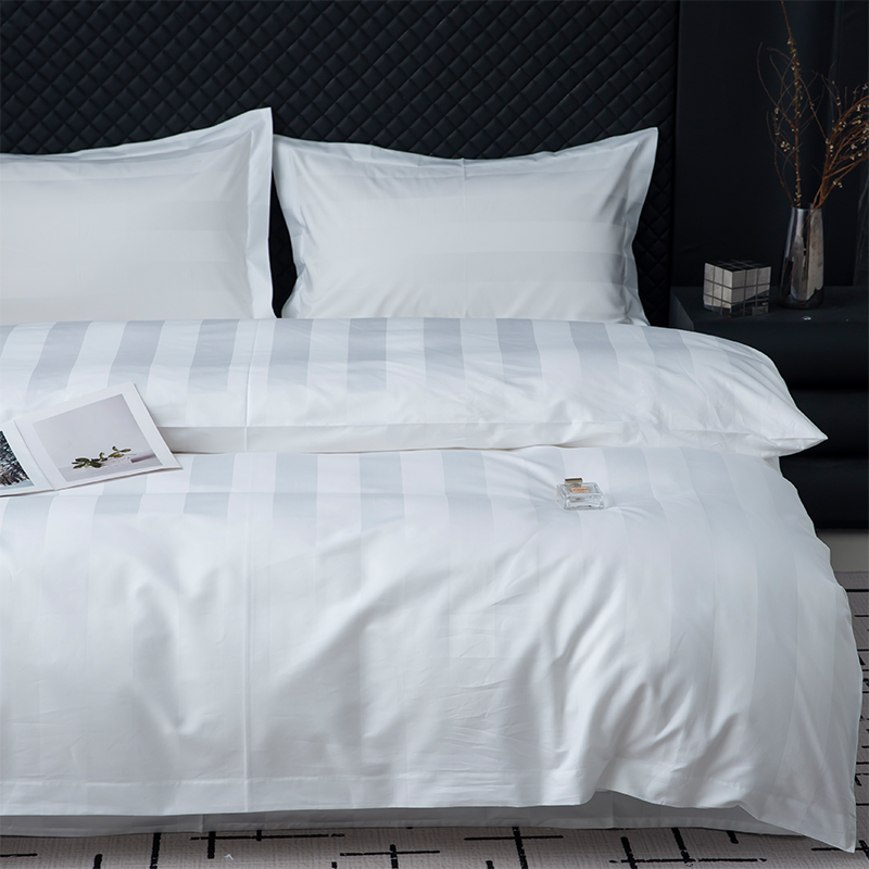 7cm サテン ストライプ プレーン ホワイト 750TC 5 つ星のホテルの寝具セットのための綿 100% 7cm サテン ストライプ プレーン ホワイト 750TC 5 つ星のホテルの寝具セットのための綿 100%
