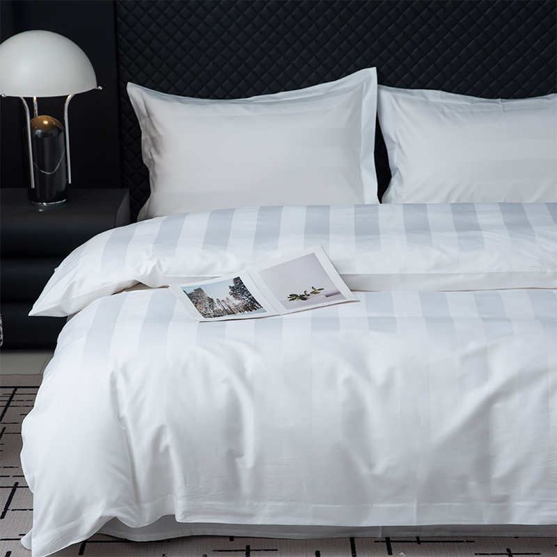 7cm サテン ストライプ プレーン ホワイト 750TC 5 つ星のホテルの寝具セットのための綿 100% 7cm サテン ストライプ プレーン ホワイト 750TC 5 つ星のホテルの寝具セットのための綿 100%