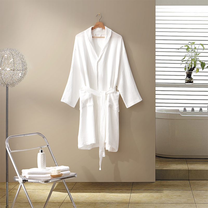 二層ガーゼ綿生地ショールカラーホテルバスローブ 二層ガーゼ綿生地ショールカラーホテルバスローブ