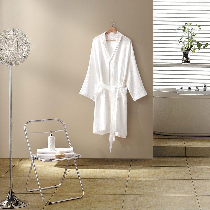 二層ガーゼ綿生地ショールカラーホテルバスローブ 二層ガーゼ綿生地ショールカラーホテルバスローブ