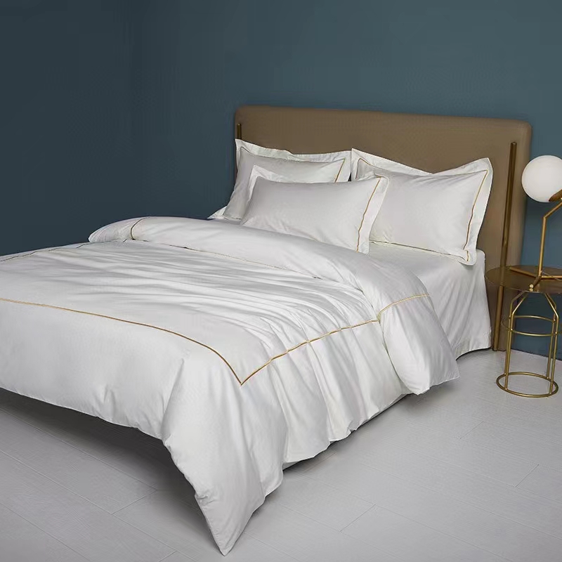 シングルライン刺繍綿 100% ホワイト 300TC 寝具シーツセット布団カバー シングルライン刺繍綿 100% ホワイト 300TC 寝具シーツセット布団カバー