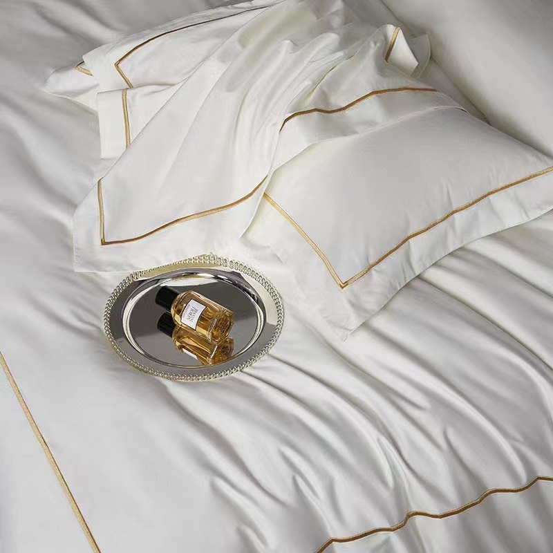 シングルライン刺繍綿 100% ホワイト 300TC 寝具シーツセット布団カバー シングルライン刺繍綿 100% ホワイト 300TC 寝具シーツセット布団カバー