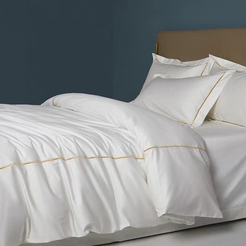 シングルライン刺繍綿 100% ホワイト 300TC 寝具シーツセット布団カバー シングルライン刺繍綿 100% ホワイト 300TC 寝具シーツセット布団カバー