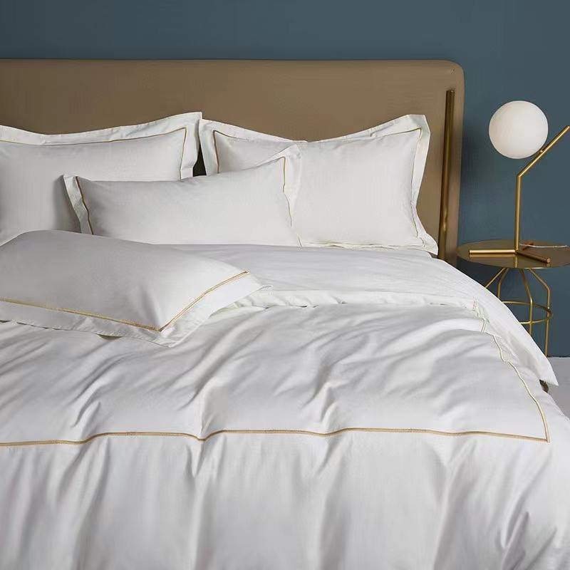 シングルライン刺繍綿 100% ホワイト 300TC 寝具シーツセット布団カバー シングルライン刺繍綿 100% ホワイト 300TC 寝具シーツセット布団カバー