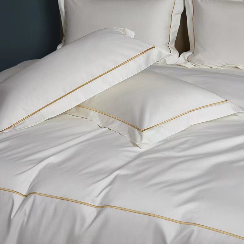 シングルライン刺繍綿 100% ホワイト 300TC 寝具シーツセット布団カバー シングルライン刺繍綿 100% ホワイト 300TC 寝具シーツセット布団カバー